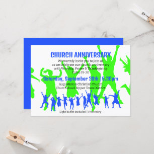 Convite Aniversário da Igreja Verde Azul Moderno