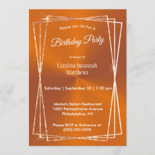 Convite Aniversário da Imagem Laranja Moderna
