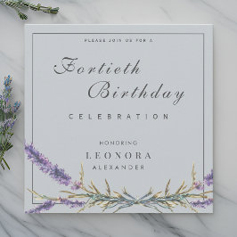 Convite Aniversário da Lavanda de Aquarela
