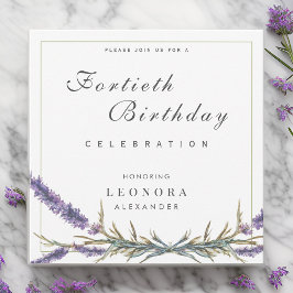 Convite Aniversário da Lavanda de Aquarela