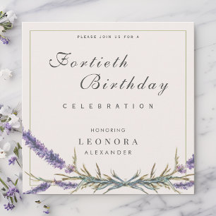 Convite Aniversário da Lavanda de Aquarela