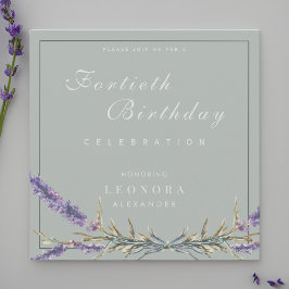 Convite Aniversário da Lavanda de Aquarela