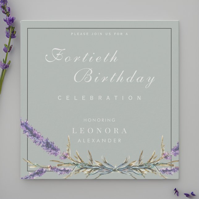 Convite Aniversário da Lavanda de Aquarela (Criador carregado)