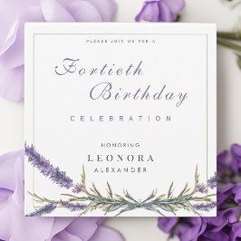 Convite Aniversário da Lavanda de Aquarela
