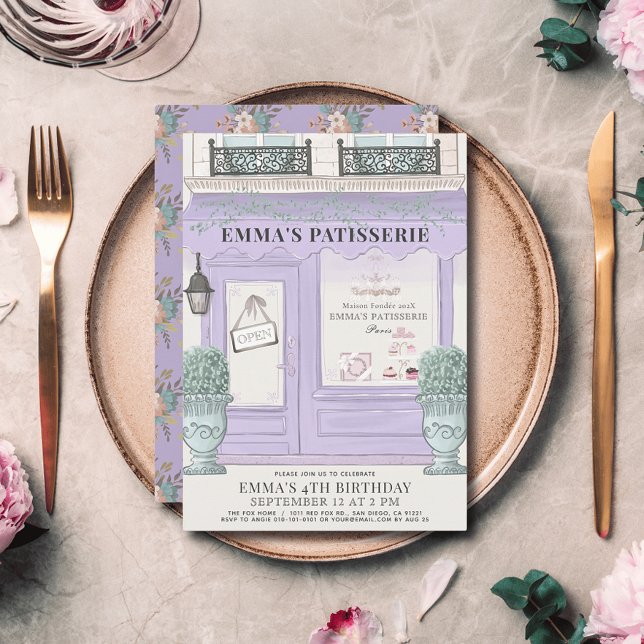 Convite Aniversário da Lavanda francesa da Bakery Paris (Criador carregado)