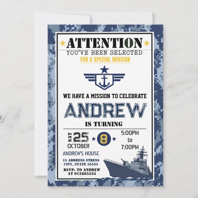 Convite Aniversário da Marinha Personalizado (Frente)
