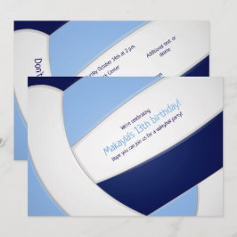 Convite aniversário da marinho de vôlei azul-claro