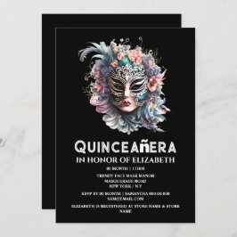 Convite Aniversário da máscara de mascarada de chá roxa qu