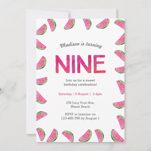 Convite Aniversário da Melancia (Frente)