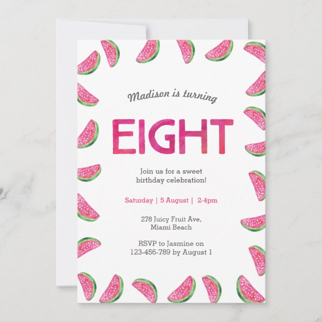 Convite Aniversário da Melancia (Frente)