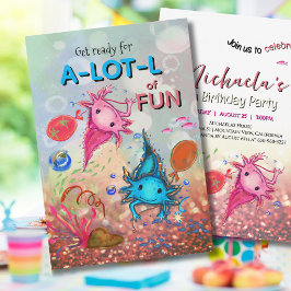 Convite Aniversário da Menina Axolote com Aquarela Caprich