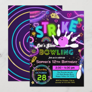 Convite Aniversário da Menina de Boliche Strike Vamos Bril