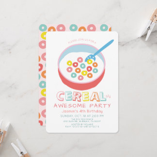 Convite Aniversário da Menina de Cereal Maravilhoso Rosa