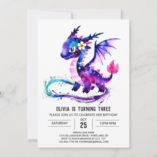 Convite Aniversário da Menina Digital do Dragão Puro Majes (Frente)