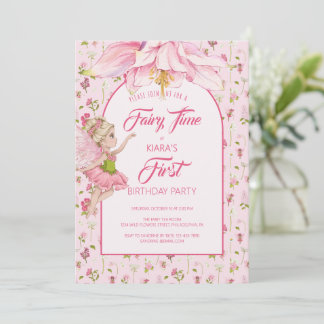 Convite Aniversário da Menina Fada Flor de Aquarela