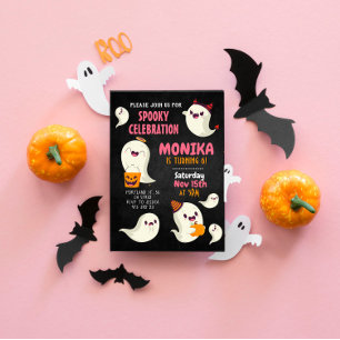 Convite Aniversário da Menina Fantasma Cuta do Halloween