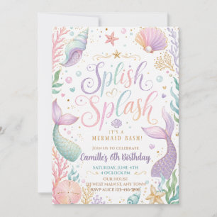 Convite Aniversário da Menina Splash da Sereia Pastel