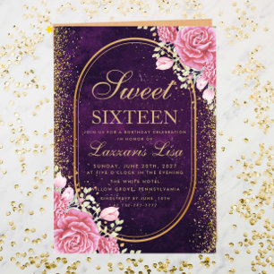 Convite Aniversário da Modern Sweet Six Purple Surprise