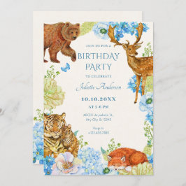 Convite Aniversário da Natureza da Floresta Floral safari