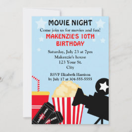 Convite Aniversário da noite de cinema