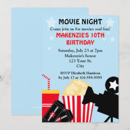Convite Aniversário da noite de cinema