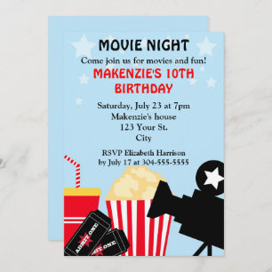 Convite Aniversário da noite de cinema
