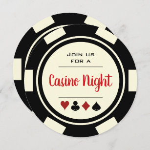 Convite Aniversário da Noite do Casino Branco Negro do Pok