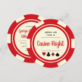 Convite Aniversário da Noite do Casino Vermelho e Desligad