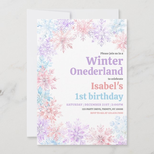 Convite Aniversário da Onderland de inverno (Frente)