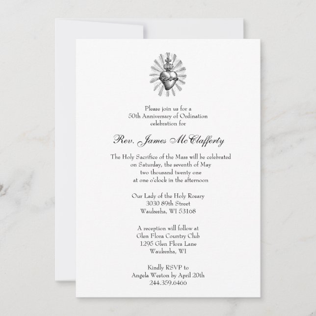 Convite Aniversário da Ordem do Padre Católico (Frente)
