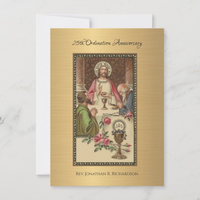 Convite Aniversário da Ordenação do Padre Católico (Frente)