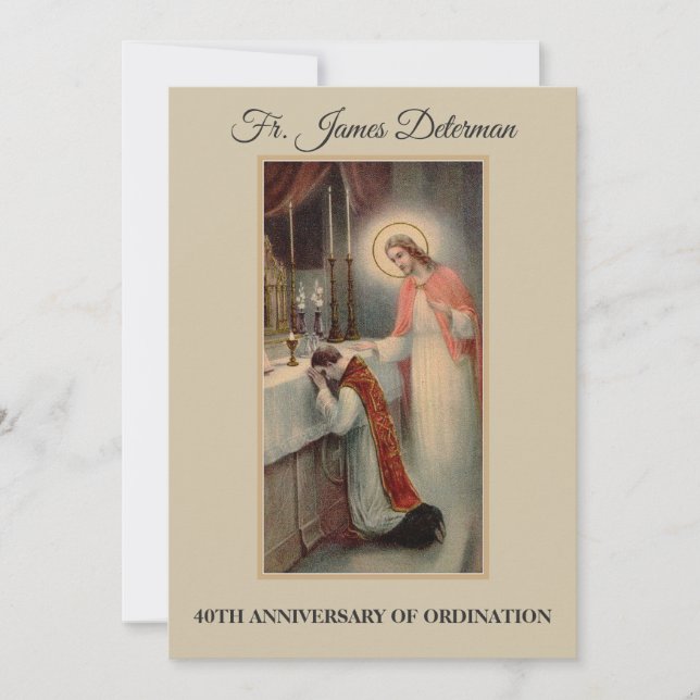 Convite Aniversário da Ordenação do Padre Católico (Frente)