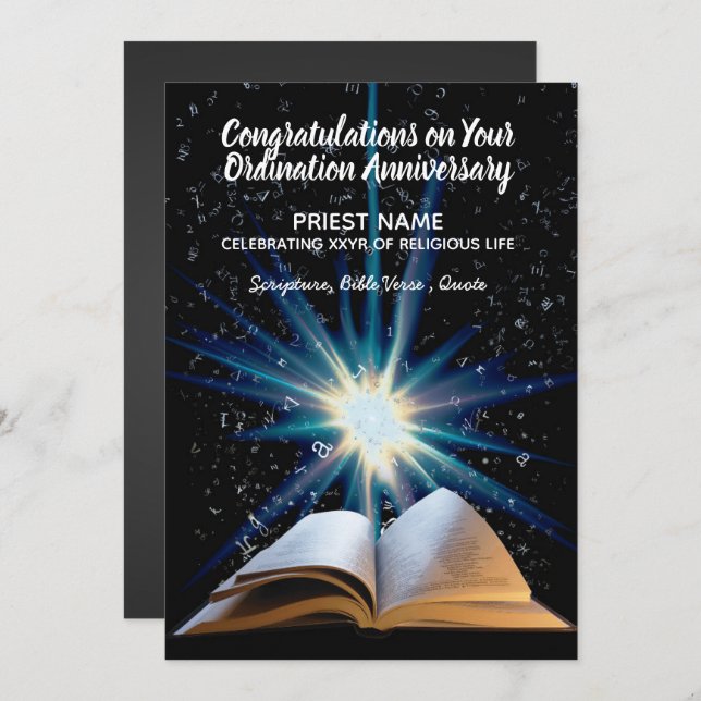 Convite Aniversário da Ordenação do Padre - QUAISQUER ANOS (Frente/Verso)