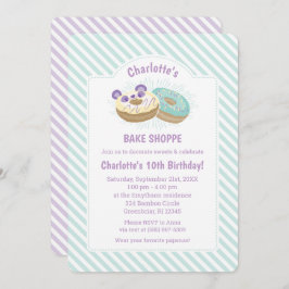 Convite Aniversário da Panda Rosquinha Roxo e da Padaria V