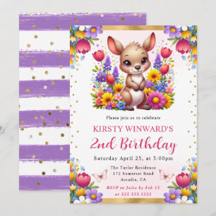 Convite Aniversário da Páscoa de Aquarelas Kangaroo Spring