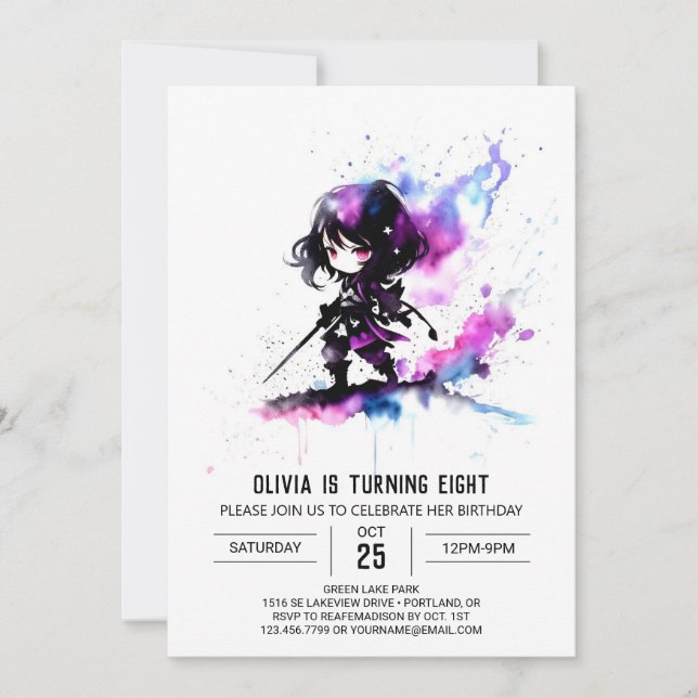 Convite Aniversário da Pequena Espiã Ninja Digital (Frente)