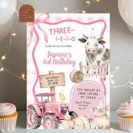 Convite Aniversário da Pink Gingham Farm