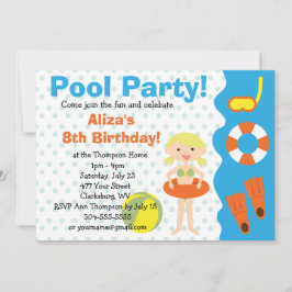 Convite Aniversário da Piscina da garota personalizável