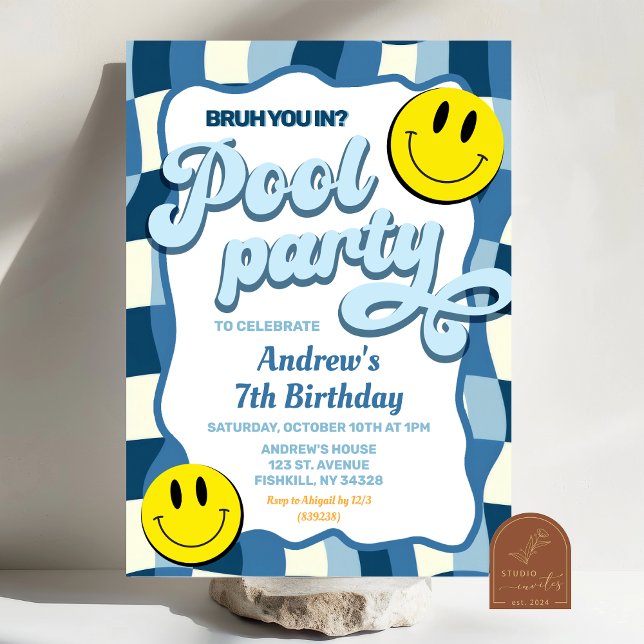 Convite Aniversário da piscina de onda retrógrada (Criador carregado)