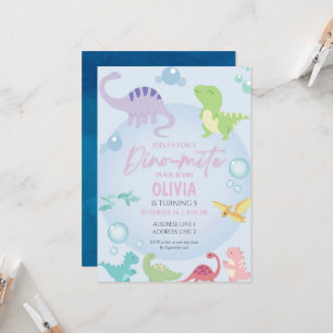Convite aniversário da piscina do dinossauro