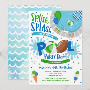 Convite Aniversário da Piscina do partido Piscina de fute