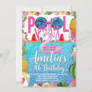 Convite Aniversário da piscina, Festa de Nadação, Qualquer