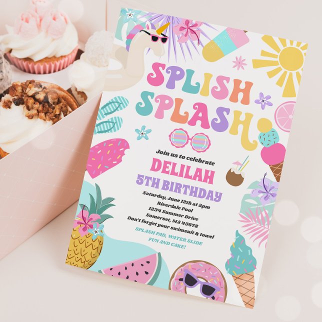 Convite Aniversário da Piscina Tropical de Verão do Partid (Criador carregado)