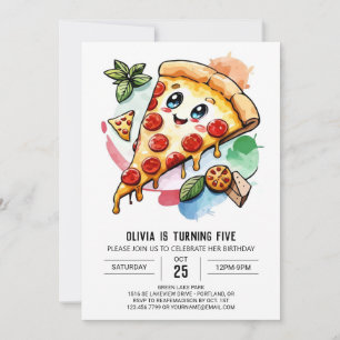 Convite Aniversário da Pizza Personalizada da Aquarela