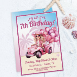 Convite Aniversário da Praia Convertível Rosa