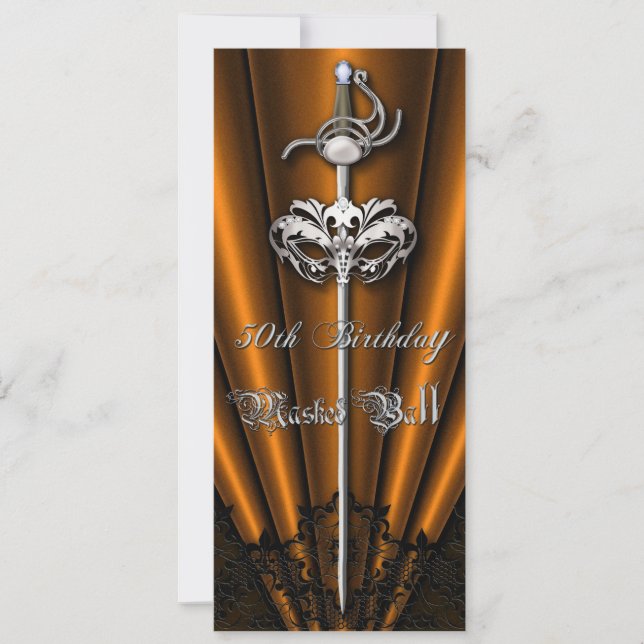 Convite Aniversário da prata alaranjada do mascarada do (Frente)