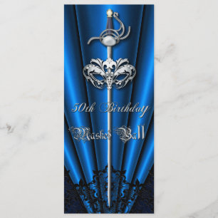 Convite Aniversário da prata azul do mascarada do laço