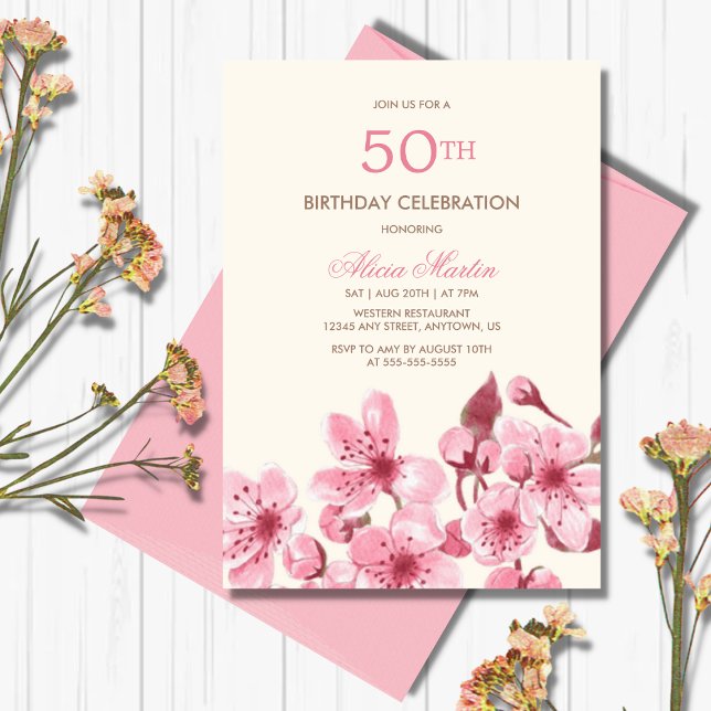 Convite Aniversário da primavera Sakura Cherry Blossom Pin (Criador carregado)
