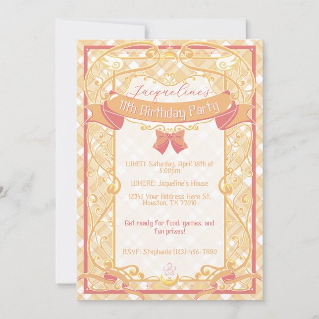 Convite Aniversário da Princesa Art Nouveau Laranja (Frente)