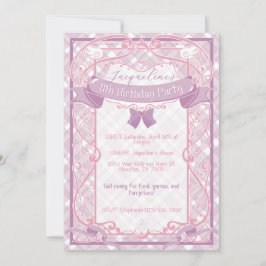 Convite Aniversário da Princesa Art Nouveau Roxa
